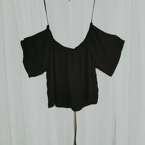 Black off-shoulder crop top